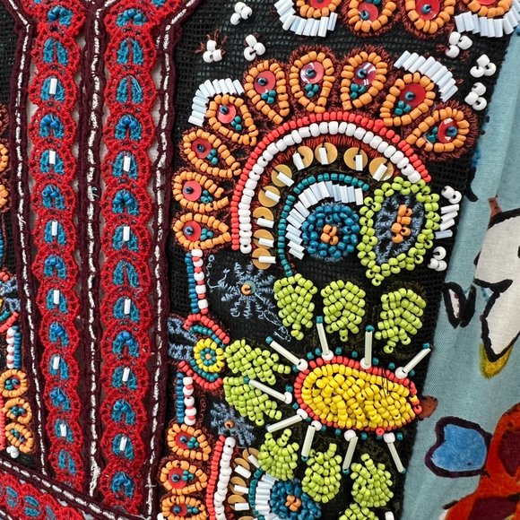 Anthropologie Akemi & Kin Karmina Beaded Dress summer mixed media boho 16 - Picture 5 of 10